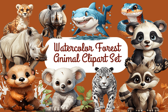 Download Watercolor Forest Animal Clipart Set - Animal clipart set Collection