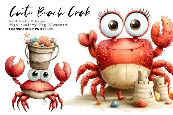 Download Cute Beach Crab PNG Clipart Bundle - Bundle Collection