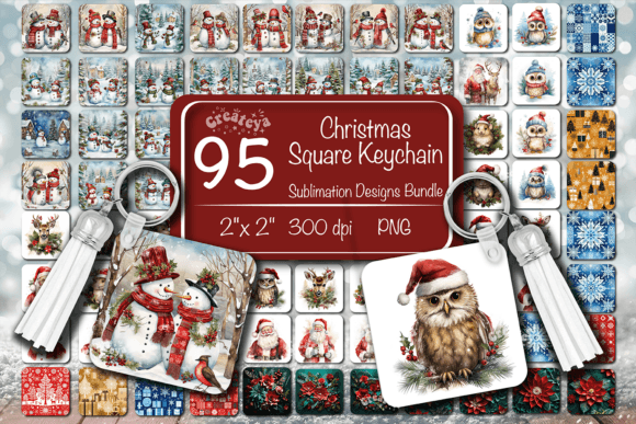Download Christmas Square Keychain Bundle PNG - Bundle Collection