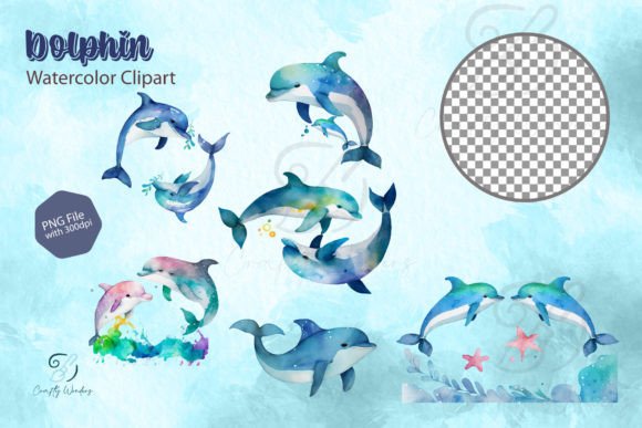 Download Dolphin Watercolor Clipart Design Bundle - Bundle Collection