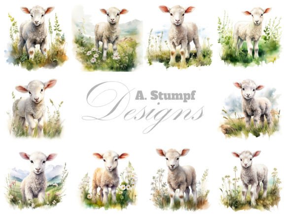 Download Lamb Watercolor Farm Animal Clipart Set - Animal clipart set Collection
