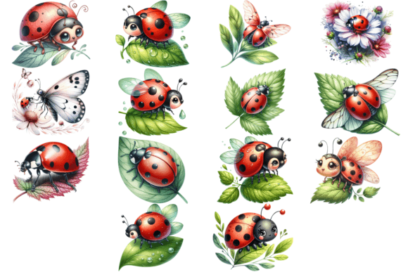 Download 14 Watercolor Ladybug Clipart Bundle - Bundle Collection