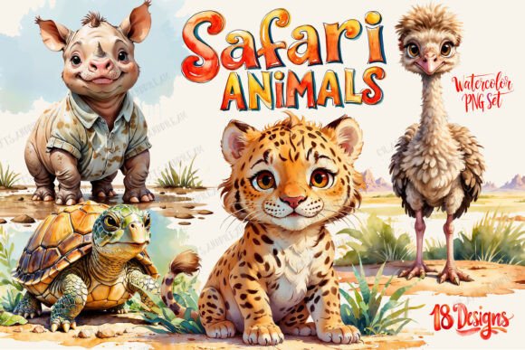 Download Safari Charm Watercolor Animals Clipart - Watercolor animals clipart Collection