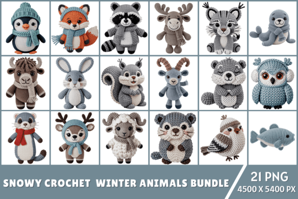 Download Snowy Crochet Winter Animals PNG Bundle - Bundle Collection