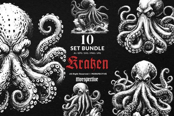 Download 10 Bundle Dark Kraken Monster Octopus - Bundle Collection