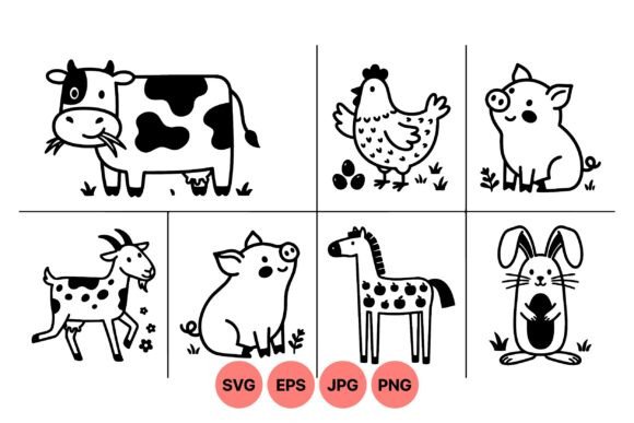 Download Cute Farm Animal Clipart Set - Animal clipart set Collection