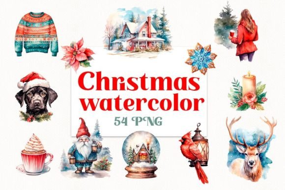Download Christmas Watercolor Sublimation Bundle - Bundle Collection