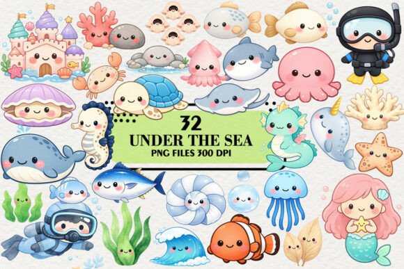 Download Kawaii Under the Sea Clipart Bundle - Bundle Collection