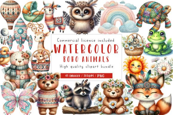 Download Boho Baby Clipart Bundle Boho Animals - Bundle Collection