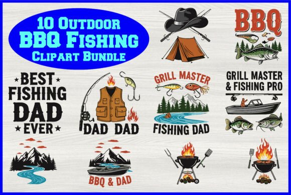 Download 10 Outdoor BBQ Fishing Clipart Bundle - Bundle Collection