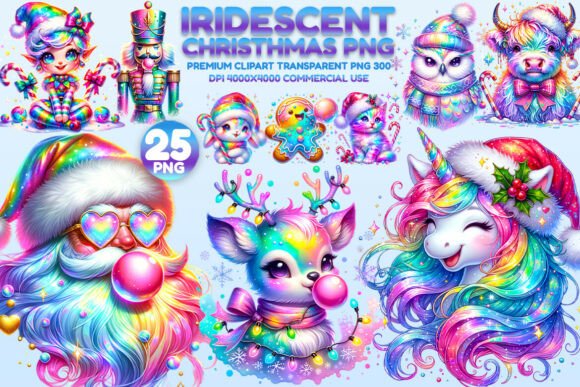 Download Iridescent Christmas Clipart PNG Bundle - Bundle Collection