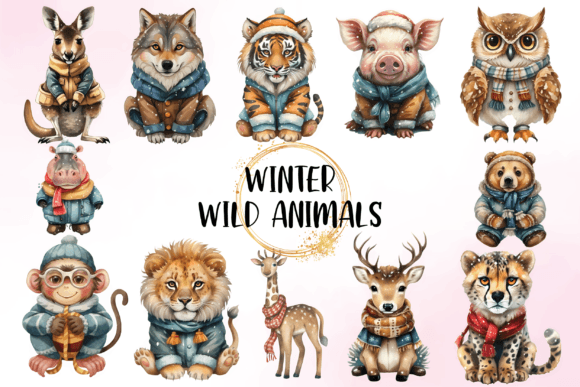 Download Watercolor Cute Winter Animals Clipart - Winter animals Collection