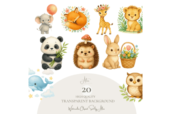 Download Watercolor Animals Clipart Set - Watercolor animals clipart Collection