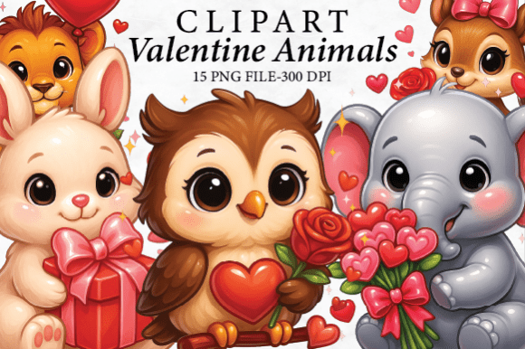 Download Valentine Cute Animal Clipart Bundle - Bundle Collection
