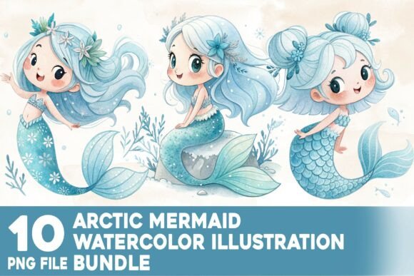 Download Arctic Mermaid Watercolor Bundle - Bundle Collection