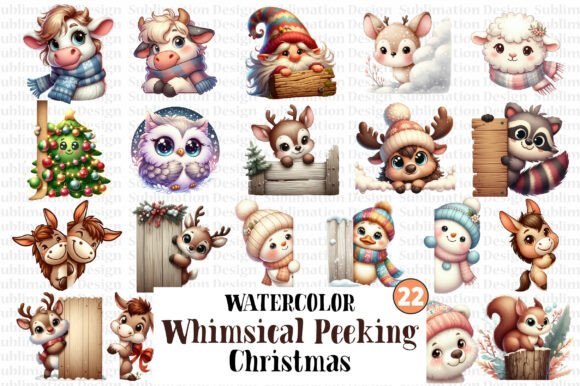 Download Whimsical Peek-a-Boo Winter Animals PNG - Winter animals Collection