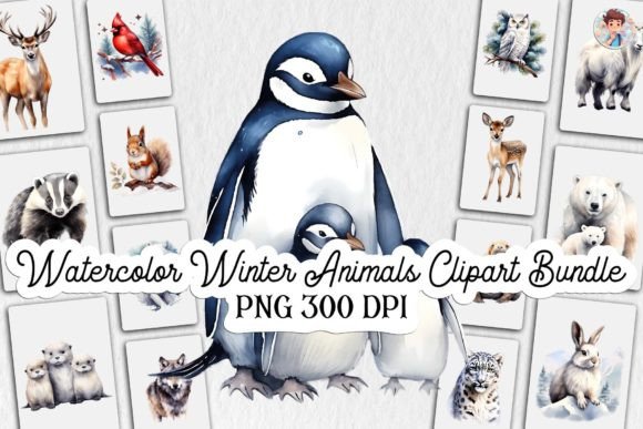Download Watercolor Winter Animals Clipart Bundle - Bundle Collection