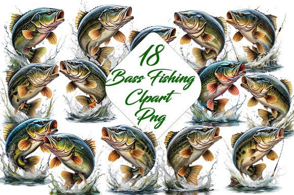 Download Bass Fishing Clipart PNG Bundle. - Bundle Collection