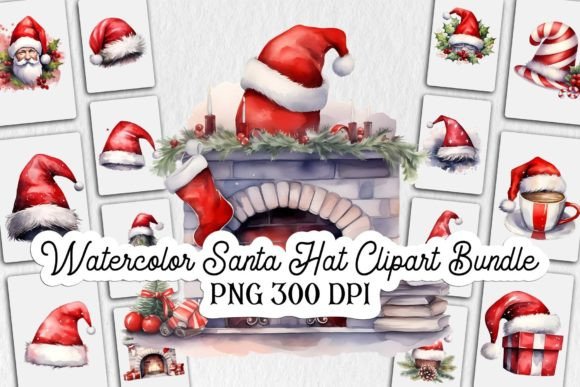 Download Watercolor Santa Hat Clipart Bundle - Bundle Collection