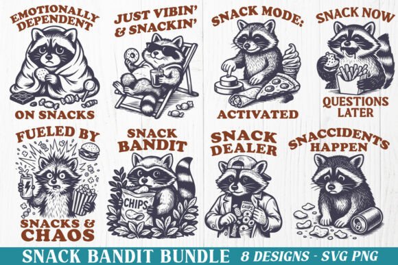 Download Snack Bandit SVG Bundle, 8 Funny Raccoon - Bundle Collection
