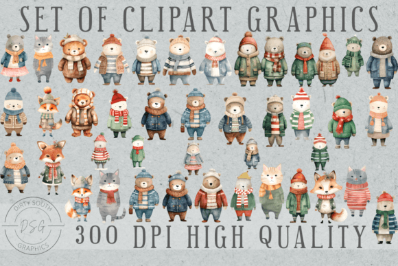 Download Set of 38 Watercolor Winter Animals - Winter animals Collection