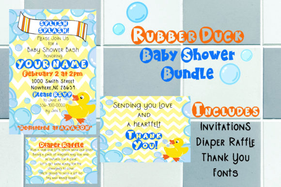 Download Rubber Duck Baby Shower Bundle and Fonts - Bundle Collection