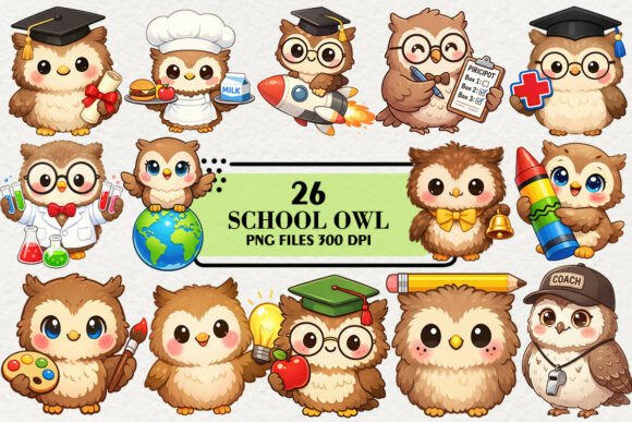 Download Kawaii Owl Back to School Clipart Bundle - Bundle Collection