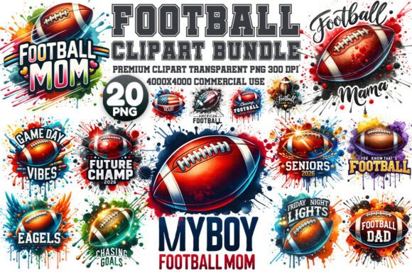 Download Football Clipart Sublimation PNG Bundle - Bundle Collection