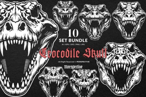 Download 10 Bundle Dark Art Beast Crocodile Skull - Bundle Collection