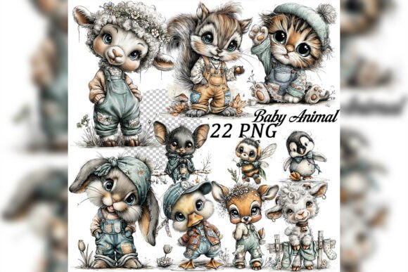 Download Whimsical Baby Animal Clipart Set - Animal clipart set Collection