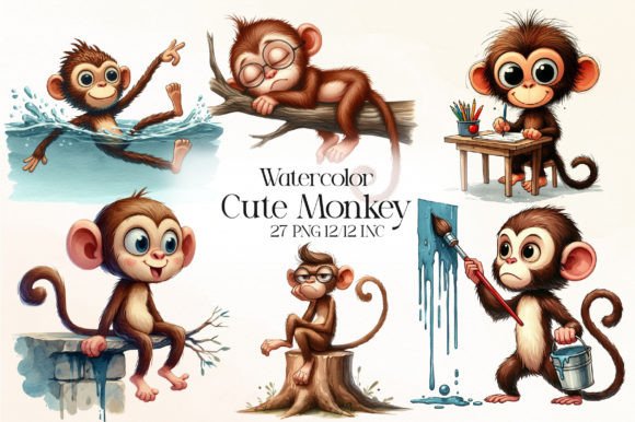 Download Cute Monkey Clipart Bundle - Bundle Collection