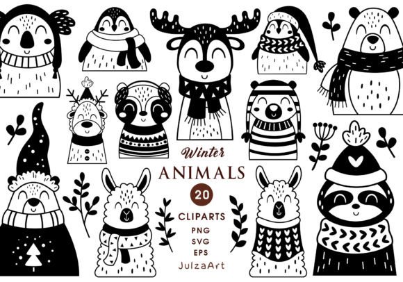 Download Black and White Winter Animals Clipart - Winter animals Collection