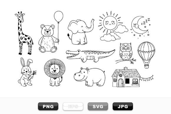 Download Cute Safari Animal Clipart Set - Animal clipart set Collection