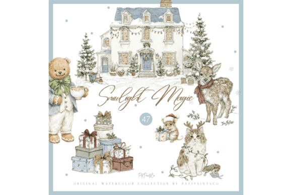Download Cozy Vintage Winter Animals Clipart - Winter animals Collection