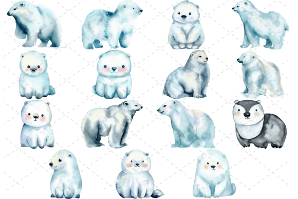 Download 15 Watercolor Arctic Animals Bundle - Bundle Collection