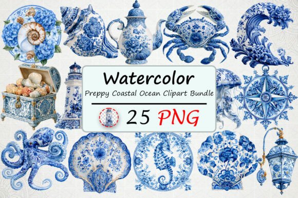 Download Preppy Coastal Ocean Clipart Bundle - Bundle Collection