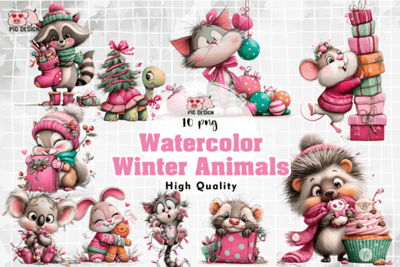 Download Watercolor Winter Animals Clipart PNG - Winter animals Collection