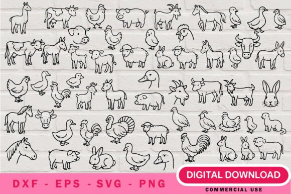 Download Cute Farm Animals SVG Bundle - Bundle Collection