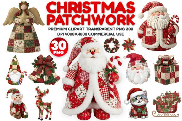 Download Christmas Patchwork Clipart PNG Bundle - Bundle Collection