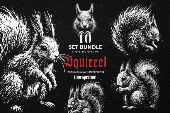 Download 10 Bundle Dark Art Squirrel Animal - Bundle Collection