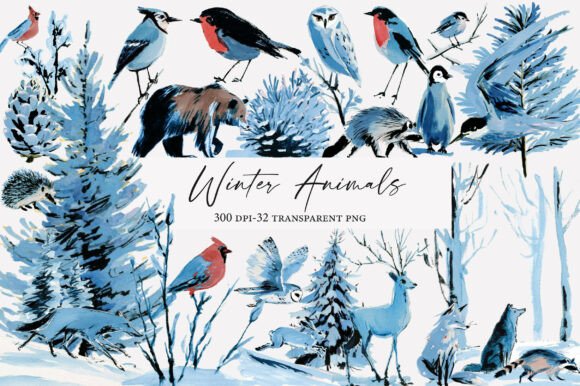 Download Watercolor Winter Animals Clipart - Winter animals Collection