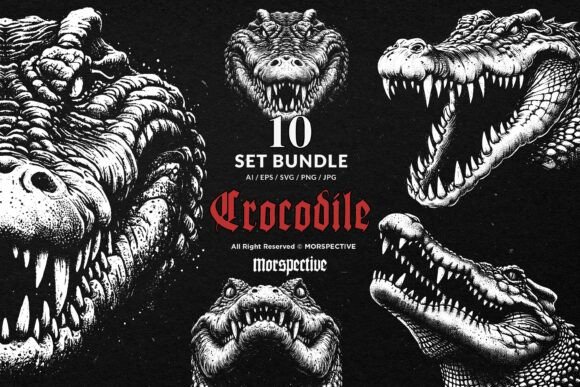 Download 10 Bundle Dark Art Crocodile Alligator - Bundle Collection