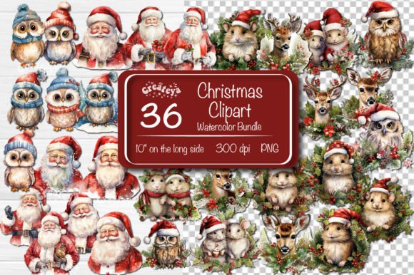 Download Christmas Clipart Bundle Watercolor Png - Bundle Collection