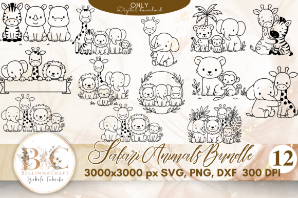 Download Safari Animals Bundle SVG PNG DXF - Bundle Collection