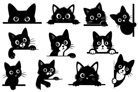 Download Peeking Cat Silhouette SVG Bundle - Bundle Collection