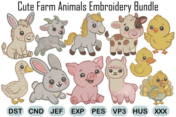 Download Cute Farm Animals Embroidery Bundle - Bundle Collection