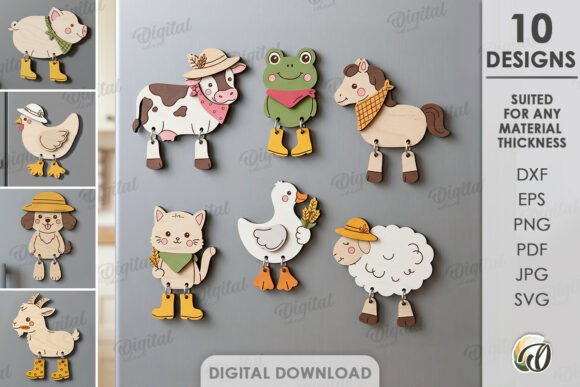 Download Farm Animals Magnets Bundle Laser Cut - Bundle Collection