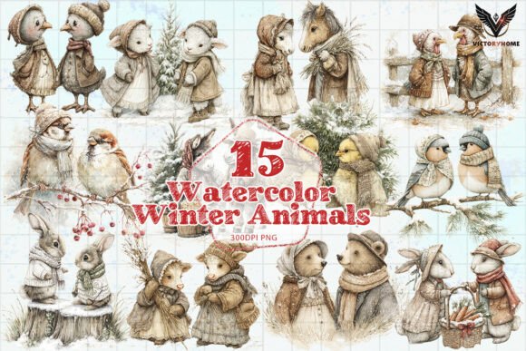 Download Watercolor Winter Animals PNG - Winter animals Collection