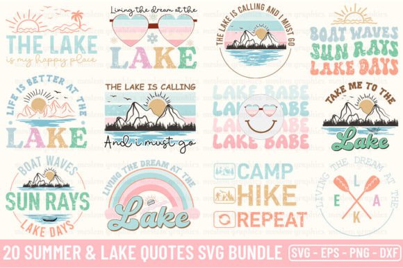 Download Retro Summer Lake Quotes SVG Bundle - Bundle Collection