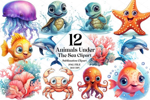 Download Animals Under the Sea Watercolor Bundle - Bundle Collection